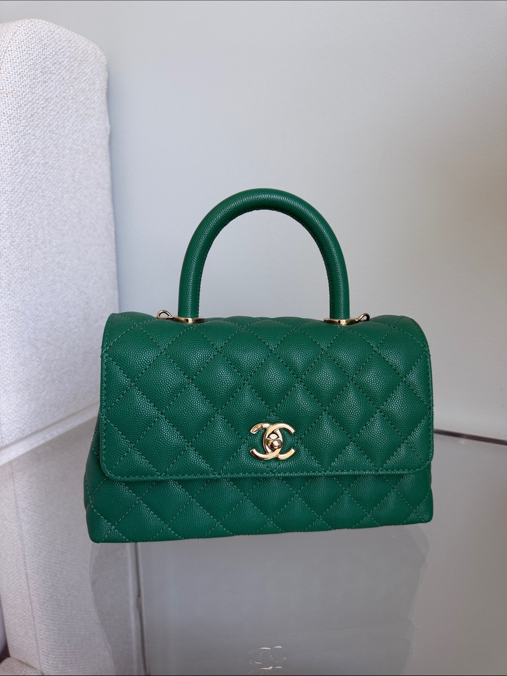 CHANEL Coco Handle Bag in Emerald Green